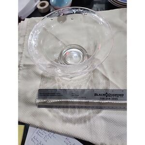 Clear Controlled Bubble Glass Bolle Bullicante Rimmed Footed Decorative Bowl